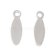 Brass Pendants, Cadmium Free & Lead Free, Oval Charm, 925 Sterling Silver Plated, 10x3x0.5mm, Hole: 1mm(KK-A172-47S)