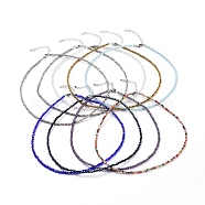 Faceted Glass Beaded Necklaces, with 304 Stainless Steel Lobster Claw Clasps and Brass Extender Chain, Rondelle, Mixed Color, 15.87 inch(40.3cm)(NJEW-JN02553)