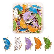 50 Pieces Enamel Butterfly Charms Pendant Alloy Enamel Insect Charm Mixed Colorful for Jewelry Necklace Earring Bracelet Making Crafts, Golden, 31x19mm, Hole: 2mm(JX331A)
