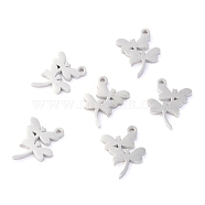 304 Stainless Steel Charms, Laser Cut, Dragonfly, Stainless Steel Color, 10.5x8x1.1mm, Hole: 1mm(STAS-O142-61P)