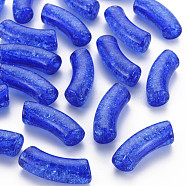 Transparent Crackle Acrylic Beads, Curved Tube, Medium Blue, 35x11.5x13.5mm, Hole: 3.5mm, about 148pcs/500g(CACR-S009-001B-N86)
