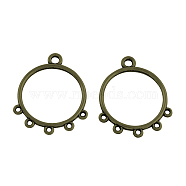 Tibetan Style Alloy Ring Chandelier Components Links, Cadmium Free & Nickel Free & Lead Free, Antique Bronze, 30x25x2mm, Hole: 2mm(TIBE-3818-AB-FF)
