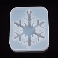 Christmas Snowflake Resin Casting Silicone Pendant Molds, for UV Resin, Epoxy Resin Jewelry Making, White, 93x77x10mm, Inner Size: 81x63mm, Hole: 5mm(DIY-WH0162-58)