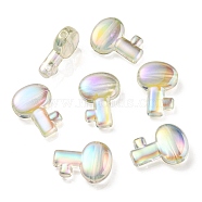 UV Plating Rainbow Iridescent Transparent Acrylic Beads, Key, Mixed Color, 26.5x19x7.5mm, Hole: 2.7mm(OACR-C007-05)