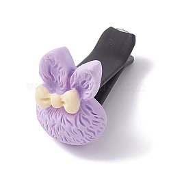 Rabbit with Bowknot Resin Car Air Vent Clips, Automotive Interior Trim, with Magnetic Ferromanganese Iron & Plastic Clip, Lilac, 25x17x34mm(JEWB-BR00147-01)