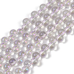 Electroplate Glass Beads Strands, Pearl Luster Plated, Bulb, Plum, 5mm, Hole: 1mm, about 98pcs/strand, 15.35''(39cm)(GLAA-Q105-01D)