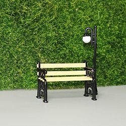 Alloy Chair & Street Light Set, Micro Landscape Home Dollhouse Accessories, Pretending Prop Decorations, Black, 49x22x33mm(PW-WG69545-01)