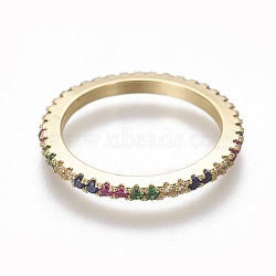 Cubic Zirconia Rings, with Brass Findings, Real 18K Gold Plated, Size 6, 16mm(RJEW-P074-16G-03)