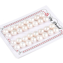 Grade AAA Natural Cultured Freshwater Pearl Beads, Half Drilled, Half Round, White, 11~12x6~7mm, Half Hole: 1mm(PEAR-R008-11-12mm-01)