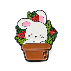 Potted Plant Black Alloy Brooches, Enamel Pins for Backpack Clothes, Rabbit, 31x25.5x1.5mm(JEWB-I030-01D)