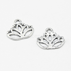 Tibetan Style Alloy Charms, Lotus Flower, Cadmium Free & Lead Free, Antique Silver, 16x15x2mm, Hole: 1.5mm, about 1500pcs/1000g(TIBE-S301-026AS-RS)