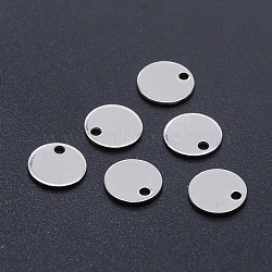 201 Stainless Steel Laser Cut Charms, Blank Stamping Tag, Flat Round, Stainless Steel Color, 8x1mm, Hole: 1.4mm(STAS-S105-T945-8)
