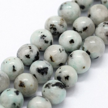 Natural Sesame Jasper/Kiwi Jasper Beads Strands, Round, 8mm, Hole: 1mm, about 46pcs/strand,  14.76 inch(37.5cm)