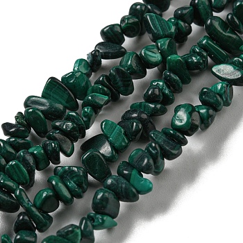 Natural Malachite Beads Strands, Chip, 1.5~5x3~13x2~8mm, Hole: 0.6mm, 30.94~31.97''(78.6~81.2cm)
