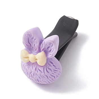 Rabbit with Bowknot Resin Car Air Vent Clips, Automotive Interior Trim, with Magnetic Ferromanganese Iron & Plastic Clip, Lilac, 25x17x34mm