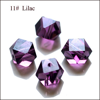 K9 Glass, Imitation Austrian Crystal Beads, Grade AAA, Faceted, Cornerless Cube Beads, Purple, 7.5x7.5x7.5mm, Hole: 0.9~1mm