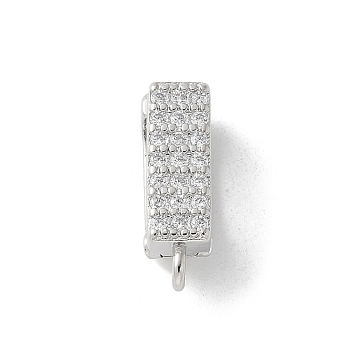 Brass Micro Pave Cubic Zirconia Pendant Bails, Rectangle, Platinum, 16x5x6.5mm, Hole: 1.5mm