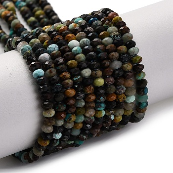 Natural HuBei Turquoise Beads Strands, Faceted, Rondelle, 3x2mm, Hole: 0.8mm, about 165pcs/strand, 14.53''(36.9cm)