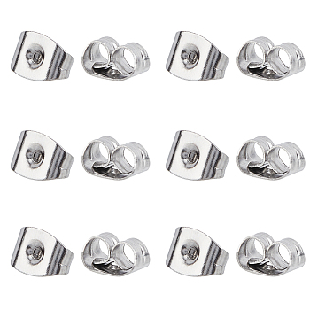 Unicraftale 304 Stainless Steel Ear Nuts, Butterfly Earring Backs for Post Earrings, Stainless Steel Color, 6x4.5x3.5mm, Pin: 0.9mm, 2000pcs/box