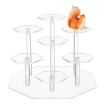 7-Slot Octagon Acrylic Minifigures Organizer Display Risers, Assemblable Action Figures/Doll Holder, Clear, Finish Product: 20.9x20.9x14cm
