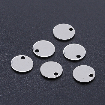 201 Stainless Steel Laser Cut Charms, Blank Stamping Tag, Flat Round, Stainless Steel Color, 8x1mm, Hole: 1.4mm