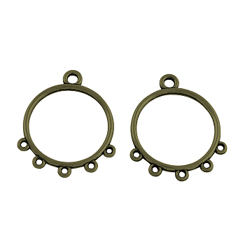 Tibetan Style Alloy Ring Chandelier Components Links, Cadmium Free & Nickel Free & Lead Free, Antique Bronze, 30x25x2mm, Hole: 2mm