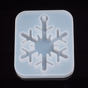 Christmas Snowflake Resin Casting Silicone Pendant Molds, for UV Resin, Epoxy Resin Jewelry Making, White, 93x77x10mm, Inner Size: 81x63mm, Hole: 5mm