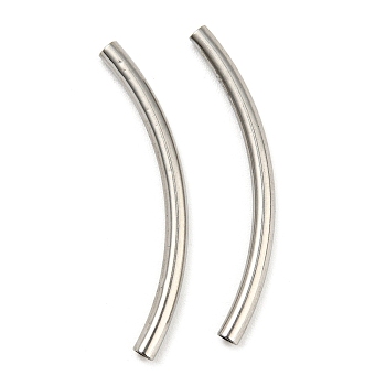 304 Stainless Steel Tube Beads, Curved Tube, Stainless Steel Color, 35x2.5mm, Hole: 1.8mm