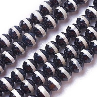 Brins de perles d'agate dzi à motif rayé tibétain naturel(G-P425-03D-8mm)-2