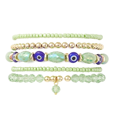 Light Green Mixed Shapes Glass Bracelets