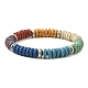 Dyed Natural Lava Rock Disc Beaded Stretch Bracelet(BJEW-TA00338)-1