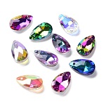 Faceted Teardrop Glass Pendants, Mixed Color, 16x9x5mm, Hole: 1mm(GLAA-O008-AM)