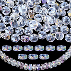 100Pcs Electroplate Glass Beads Strands, Rainbow Plated, Faceted, Rondelle, Clear AB, 9~10x6mm, Hole: 1.5mm(EGLA-PA0001-23)