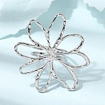 Flower 304 Stainless Steel Finger Rings for Women, Stainless Steel Color, 18mm(RJEW-A105-02P)