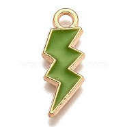 Alloy Enamel Pendants, Lightning, Light Gold, Yellow Green, 20.5x7.5x1.5mm, Hole: 2mm(ENAM-TAC0001-22G)