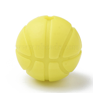 Food Grade Eco-Friendly Silicone Focal Beads, Chewing Beads For Teethers, DIY Nursing Necklaces Making, Basketball, Yellow, 15mm, Hole: 2mm(SIL-Q008-64)