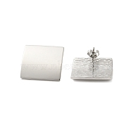 304 Stainless Steel Square Stud Earrings for Women, Stainless Steel Color, 22.5x23.5mm(EJEW-U020-16G)