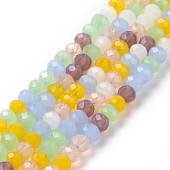 Glass Beads Strands, Faceted, Abacus, Gold, 4x4.5~5mm, Hole: 0.8~1mm, about 120pcs/strand, 16.93''(43cm)(GLAA-E036-05B)