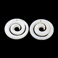 Natural Freshwater Shell Pendants, Flat Round Vortex Charms, Snow, 30x2.5mm, Hole: 1.4mm(BSHE-P033-09)