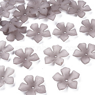 Transparent Acrylic Beads, Frosted, Flower, Rosy Brown, 25.5x26.5x4.5mm, Hole: 2mm, about 900pcs/500g(MACR-S373-119-D11)