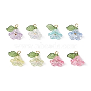 8Pcs Acrylic Charms, Petunia, with Golden Brass Ball Head Pins, Mixed Color, 11.5x13.5x12mm, Hole: 2mm(PALLOY-JF03216)