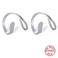Rhodium Plated 925 Sterling Silver Double Hoop Twist Earrings for Single Piercing, Spiral Hoop Earrings, Platinum, 12mm(GI7057-1)