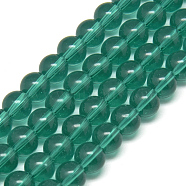 Glass Beads Strands, Round, Teal, 4mm, Hole: 0.5mm, about 84pcs/strand, 13 inch(GR4mm53Y)