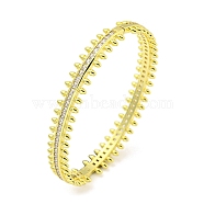 Brass Micro Pave Clear Cubic Zirconia Hinged Bangles for Women Men, Real 18K Gold Plated, Inner Diameter: 2 x 2-1/4 inch(5.05x5.85cm), 9mm(BJEW-Z062-12G)
