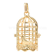 Rack Plating Brass Cage Pendants, For Chime Ball Pendant Necklaces Making, Birdcage, Light Gold, 38x26x22mm, Hole: 4x8mm, inner measure: 18x23mm(KK-Q402-14KC)