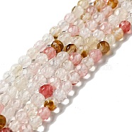 Cherry Quartz Glass Beads Strands, Round, Faceted, 4mm, Hole: 1mm, about 90~93pcs/strand, 13.58''~14.57''(34.5~37cm)(G-P476-01A-01)