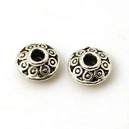 Tibetan Style Spacer Beads, Rondelle, Antique Silver, 6x3mm, Hole: 2mm(TIBEB-E033-AS)