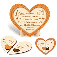 Wood Heart Shape Anniversary Commemorative Display Decorations, for Home Decoration, Heart, 200x240x6mm(AJEW-WH00424-001)