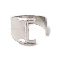 201 Stainless Steel Finger Rings, Letter I, Inner Diameter: 18mm(RJEW-H223-04P-I)