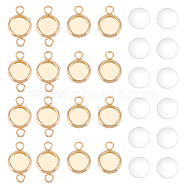 DIY Flat Round Link Connector Making Kits, Including 40Pcs 304 Stainless Steel Cabochon Connector Settings, 40Pcs Transparent Glass Cabochons, Golden & Stainless Steel Color, Link Settings: 40pcs/set(DIY-UN0002-91)